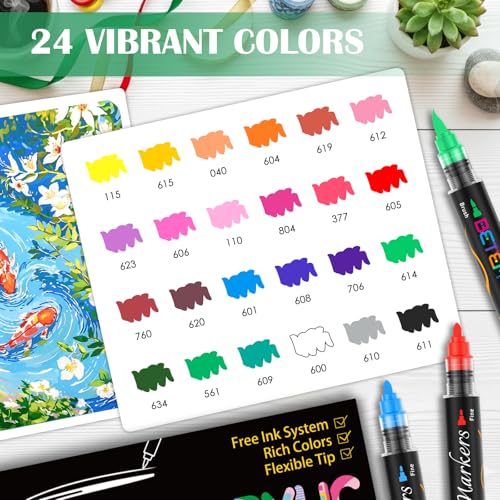 Acrylic Paint Markers Dual Tip (24 Count)