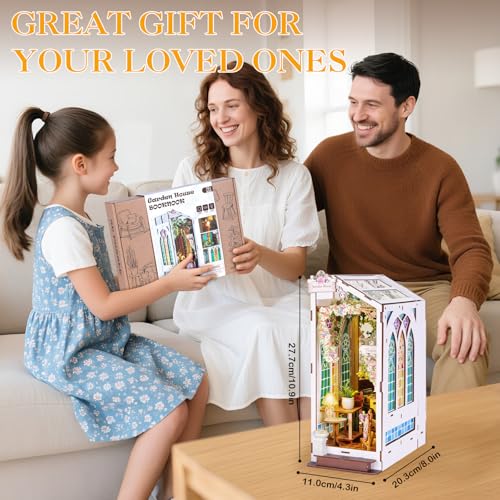 Book Nook Kit for Adult Teen Miniature Garden House with LED Light
