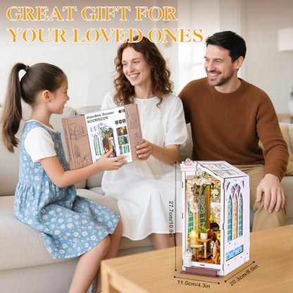 Book Nook Kit for Adult Teen Miniature Garden House with LED Light