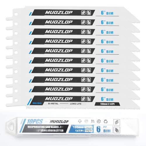 10Pack 6inch 14TPI Metal Reciprocating Saw Blades Set (10 Count)