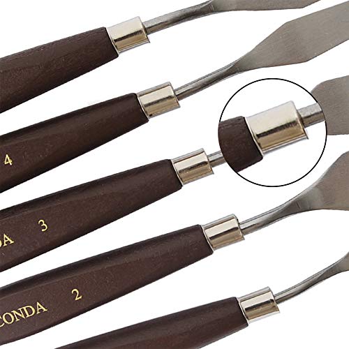 Palette Knife Painting Stainless Steel Spatula Palette Knife Oil Paint Metal Knives Wood Handle (5 Count)
