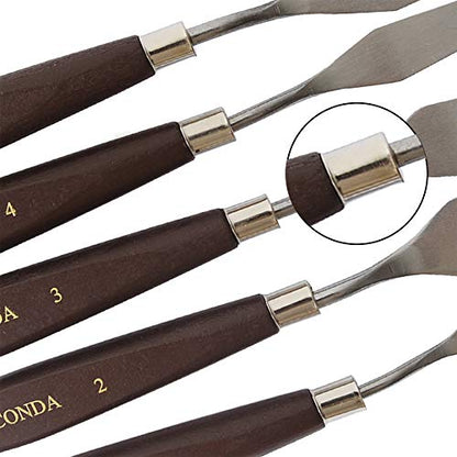 Palette Knife Painting Stainless Steel Spatula Palette Knife Oil Paint Metal Knives Wood Handle (5 Count)