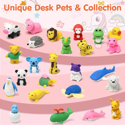 34 Pcs Animal Erasers (34 Count)