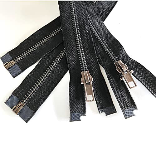 2PCS #5 27 Inch Zipper Black Nickel Teeth Zipper Black Metal Zipper Open End Zipper for Repair Coat Jacket (2 Count)