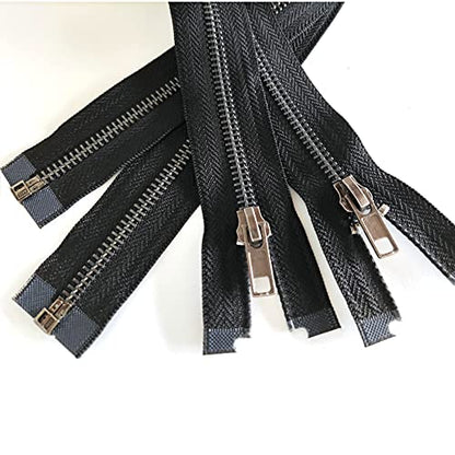 2PCS #5 27 Inch Zipper Black Nickel Teeth Zipper Black Metal Zipper Open End Zipper for Repair Coat Jacket (2 Count)
