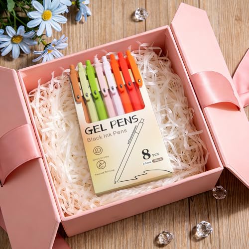 Gel Pens 8 Pcs 0.5mm Black Ink Pens Fine Point Smooth Writing Pens