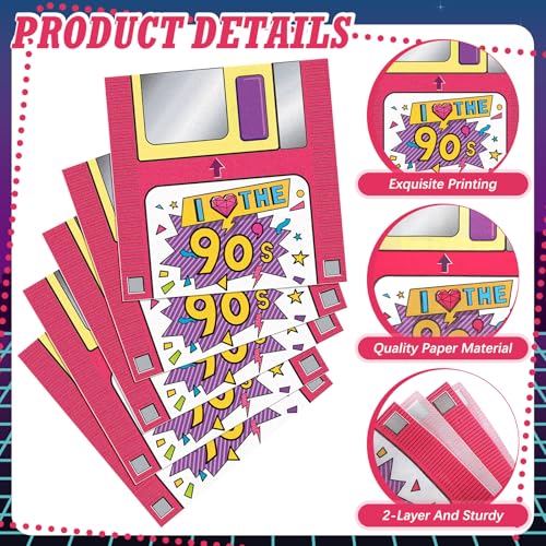 60 Pcs 90s Cocktail Paper Napkins 6.5 x 6.5 Inches (60 Count)