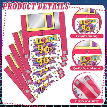 60 Pcs 90s Cocktail Paper Napkins 6.5 x 6.5 Inches (60 Count)