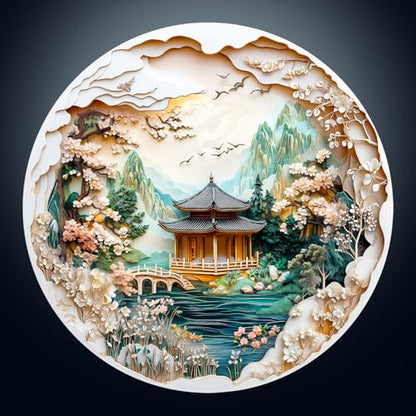 Wooden Puzzles Adults Chinese Landscape Jigsaw 17.3 * 17.3in (450 Count)