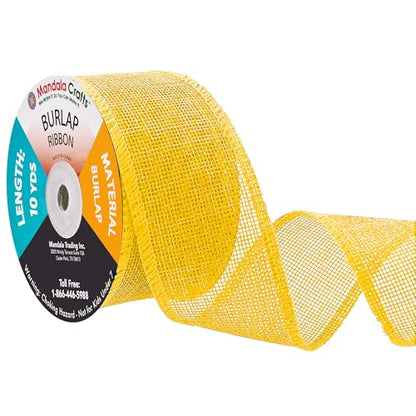 2 Inch Wide Yellow Burlap Ribbon for Crafts (60 Foot)