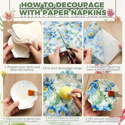 36 Pack 9 Styles Decoupage Napkins Sage Green Fresh Plants Napkins (36 Count)