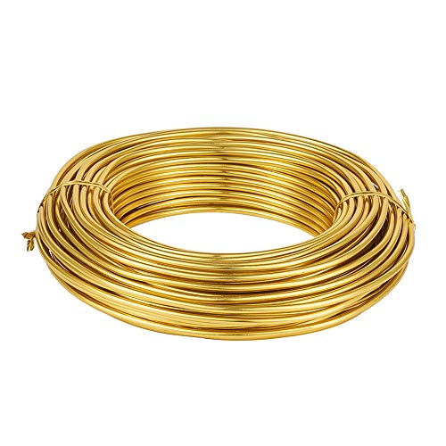 82 Feet 9 Gauge Round Aluminum Wire 3mm Golden Bendable Metal Craft Wire for Beading Jewelry Craft Making 25m Long