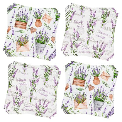 Paper Napkins 80 Pack 2 Ply Floral Beverage Luncheon Dinner Paper Napkins Flower Print Disposable Napkins for Wedding Anniversary Celebrations (80 Count)