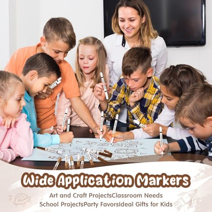 18 Pcs Line Washable Markers Brown Fine Tip Markers for Kid (18 Count)
