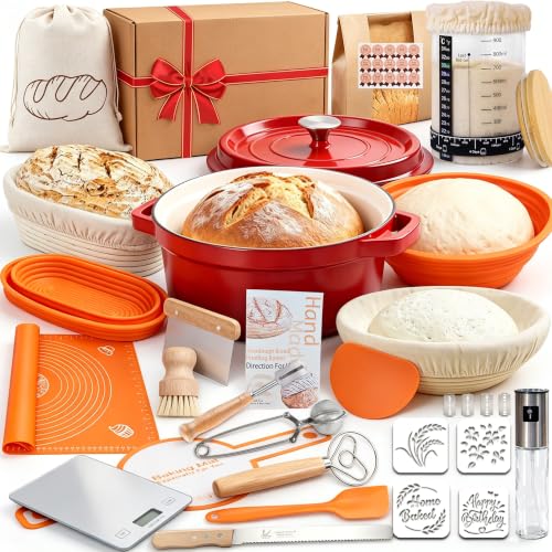 All Inclusive Sourdough Starter Kit with Enameled Cast Iron Dutch Oven & Scale (28 Count)