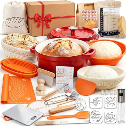 All Inclusive Sourdough Starter Kit with Enameled Cast Iron Dutch Oven & Scale (28 Count)