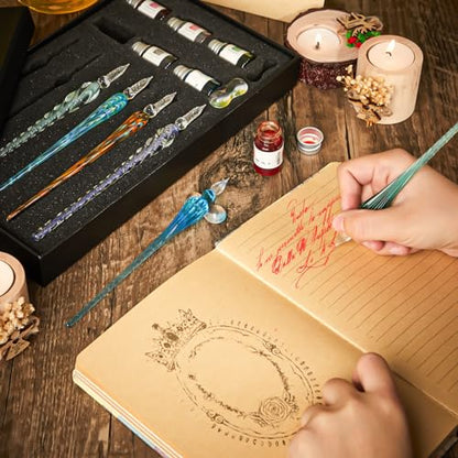 14 Pcs Glass Dip Pen Ink Set for Art Supplies (6 Count)