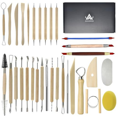 Pottery Sculpting Tools 32PCS Ceramic Clay Carving Tools Set for Crafts Polymer Clay Club (32 Count)