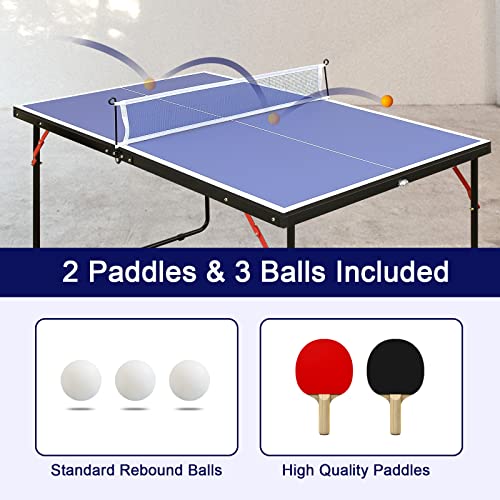 4.5FT/8FT/9FT Mid-Size Table Tennis Table (Blue, 4.5FT)