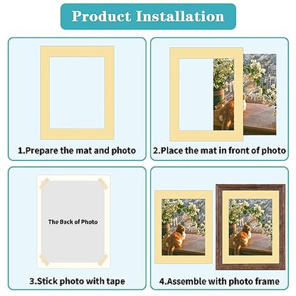 12 Packs Mixed Colors 11x14 Picture Frame Mats for 8.5x11 Photos