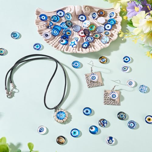 100Pcs 12mm Evil Eye Glass Cabochons for Jewelry Making (100 Count)