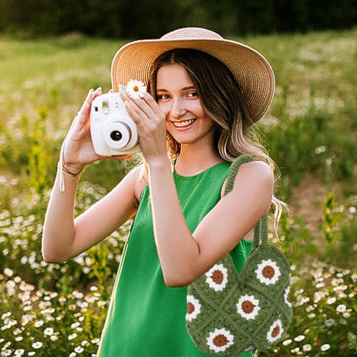 DIY Crochet Set for Crochet Shoulder Bag Green Daisy Crochet Bag Kit for Beginners Crochet Tote Bag Crochet Starter Kit with Instruction for Birthday Gift