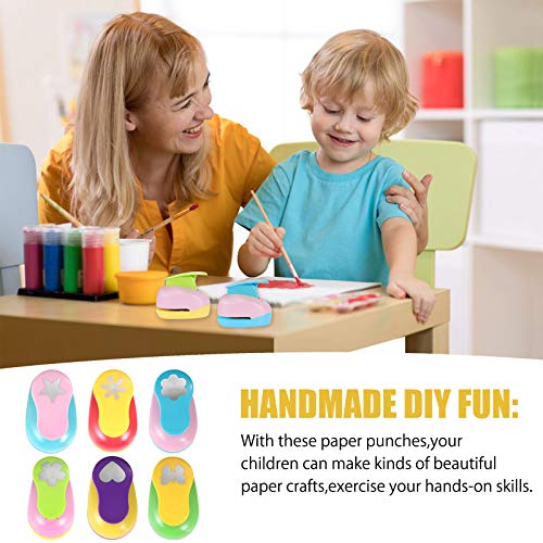 6 Pcs Colorful Craft Hole Punch with 10 Glitter Cardstock Papers