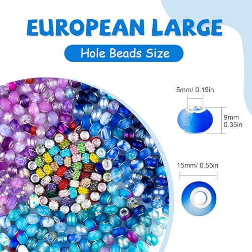 150pcs 15mm European Large Hole Beads Bulk for Bracelet Pens Jewelry Making Spacer Charms Craft Beads Decoration (150 Count)
