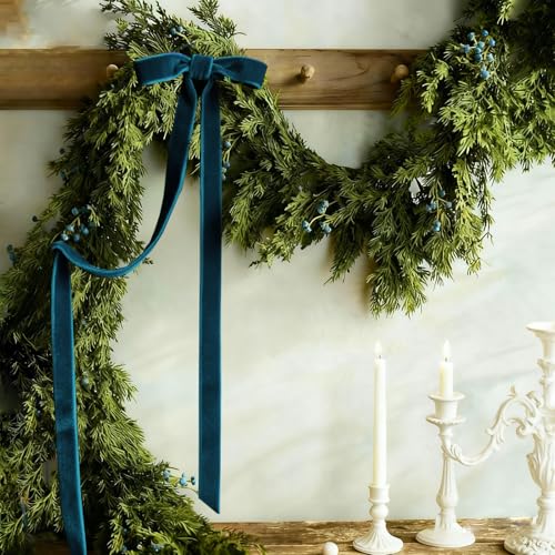 Teal Blue Velvet Ribbon
