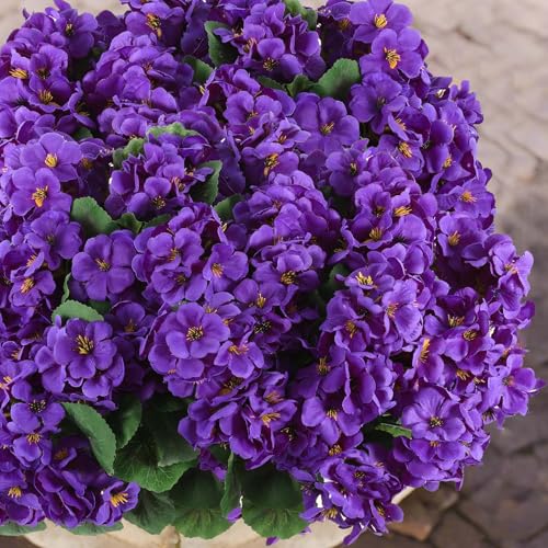12 Pcs Artificial Geranium Flowers for Outdoors Geranium Silk Flowers Outdoor UV Resistant Garden Plants Faux Flowers for Home Kitchen Table Centerpieces Decor