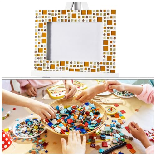 2 Pcs Stained Glass Sheet Mosaic Tile 7.9 Inch x 5.9 Inch Apricot Stained Glass Sheets for Crafts DIY Art Project