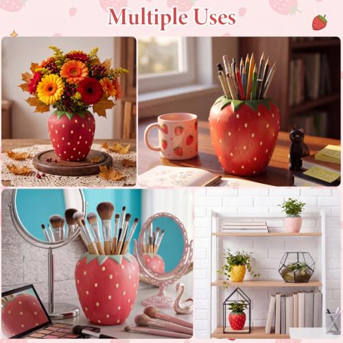 6 Pcs Ceramic Strawberry Vase to Paint 5.4" Unpainted DIY Painting Kit (6 Count)