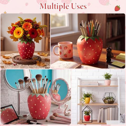 6 Pcs Ceramic Strawberry Vase to Paint 5.4" Unpainted DIY Painting Kit (6 Count)