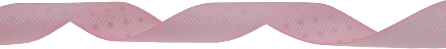 Polka Dot Grosgrain Ribbon 25 Yard Each Roll 100% Polyester (5/8", Pink) - Crafty Corner