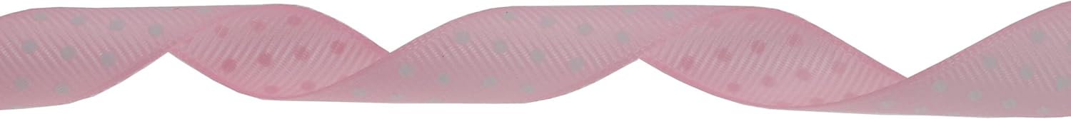 Polka Dot Grosgrain Ribbon 25 Yard Each Roll 100% Polyester (5/8", Pink) - Crafty Corner