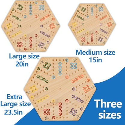 Large 20 inches Wood Wahoo Marble Board Game 2 Sided Game 2