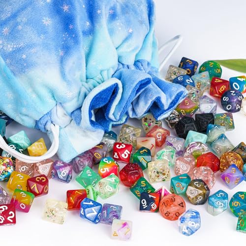 DND Dice Bags Large with Pockets Blue Storage Bag for D&D RPG Game (5.29 Ounce)
