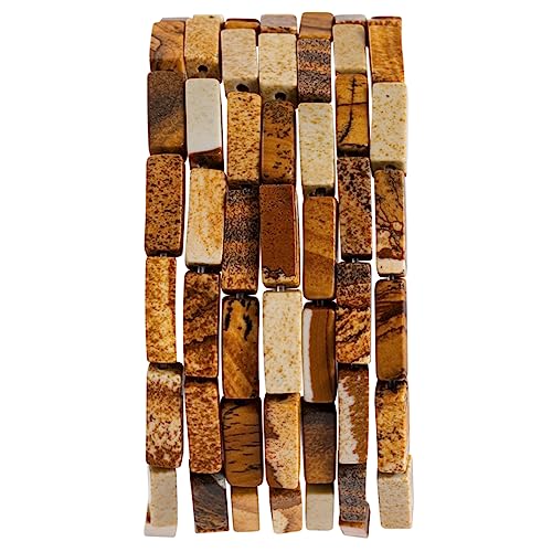 Natural Blown Picture Stone Rectangle Tube Beads 4x13mm 38cm (28 Count)