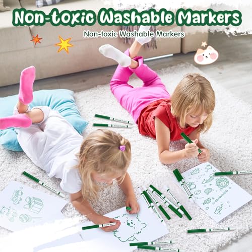 18 Pcs Line Washable Markers Dark Green Fine Tip Markers for Kid (18 Count)