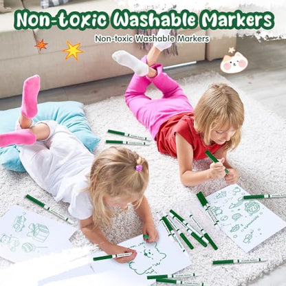 18 Pcs Line Washable Markers Dark Green Fine Tip Markers for Kid (18 Count)