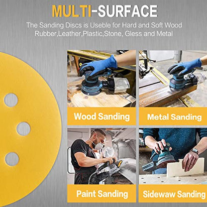 100PCS 5 Inch Sanding Discs 400 Grit Random Orbit Sander Sandpaper (100 Count)