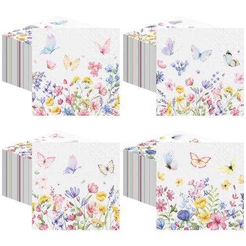 200 Pieces Summer Floral Cocktail Napkins 2