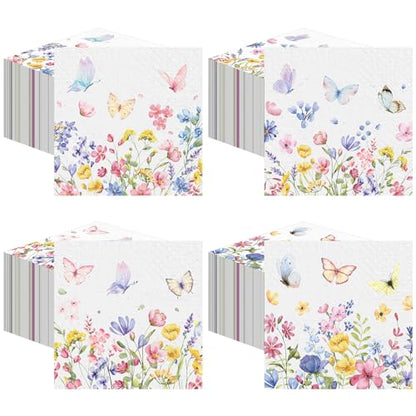 200 Pieces Summer Floral Cocktail Napkins 2