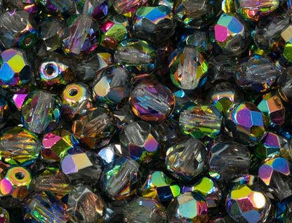 50 pcs Faceted Fire Polished Pressed Czech Glass Beads 6mm (50 Count)
