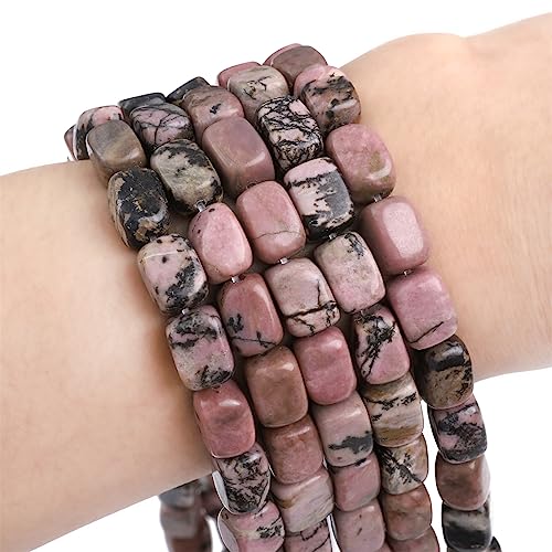 Natural Rhodochrosite Cuboid Stone Loose Semi Gemstone Beads for Jewelry Making 8mmx12mm 38cm (33 Count)