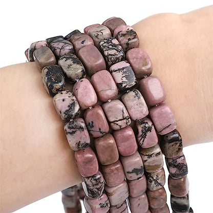 Natural Rhodochrosite Cuboid Stone Loose Semi Gemstone Beads for Jewelry Making 8mmx12mm 38cm (33 Count)