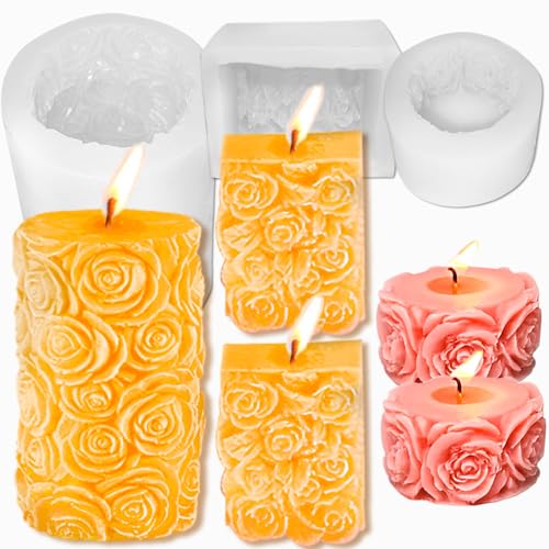 3PCS Rose Molds Silicone Candle Molds