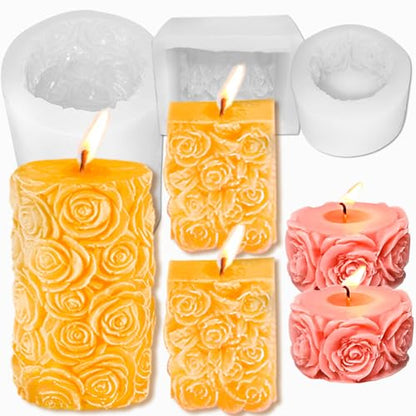 3PCS Rose Molds Silicone Candle Molds