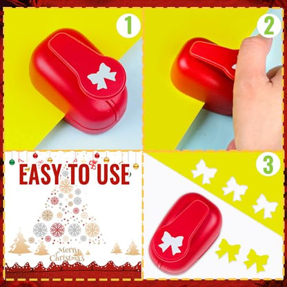 3 Pcs Christmas Punch Snowflakes Bow Xmas Tree Shape Punch for Cardstock (3 Count)