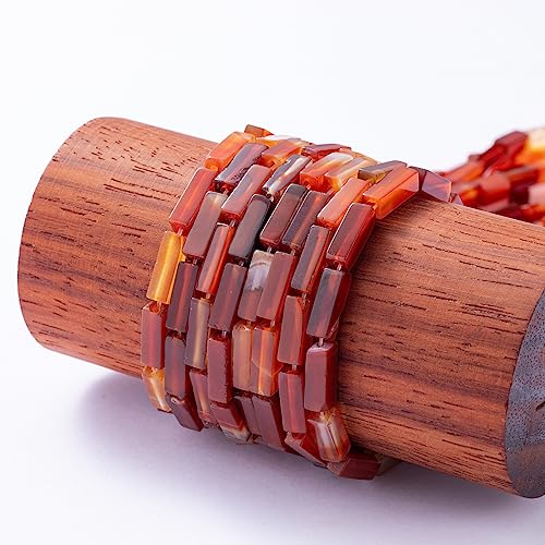 Natural Red Agate Rectangle Tube Beads 4x13mm 38cm (28 Count)